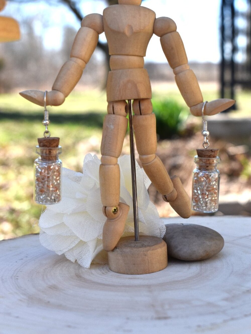 Pink Beads In A Bottle Drop Earrings